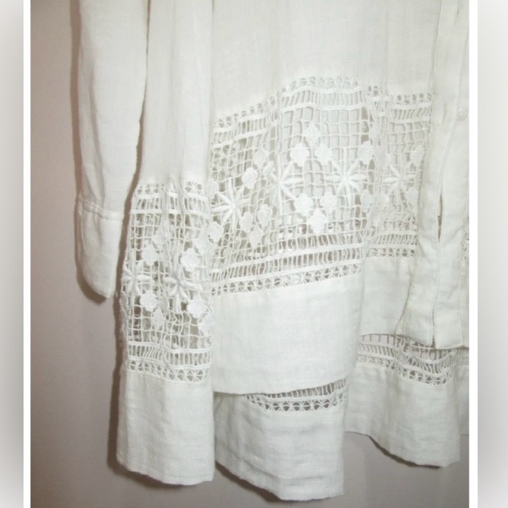 FREE PEOPLE | green gardens tunic white Lace Detail medium - Picture 7 of 13